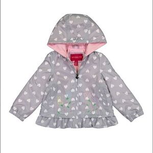 NEW London Fog Gray Hearts Ruffle-hem Raincoat